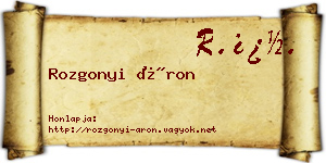 Rozgonyi Áron névjegykártya